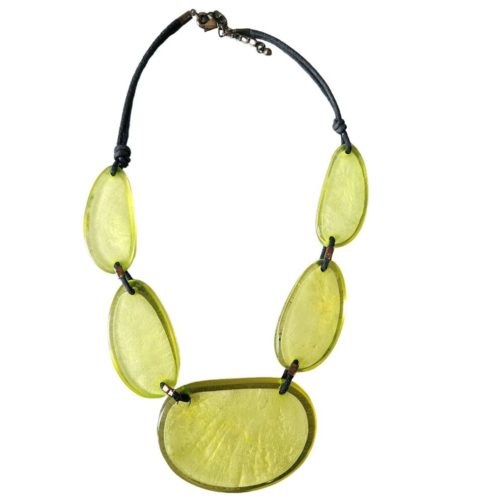 Vintage Neon Yellow Lucite Resin Statement Chunkyโ Link Necklace Retro Mod Y2K